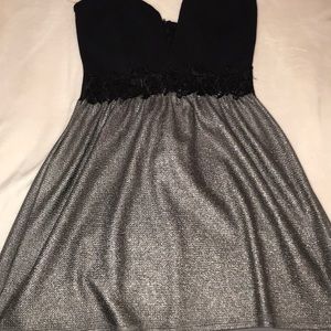 Metallic trim dress silver